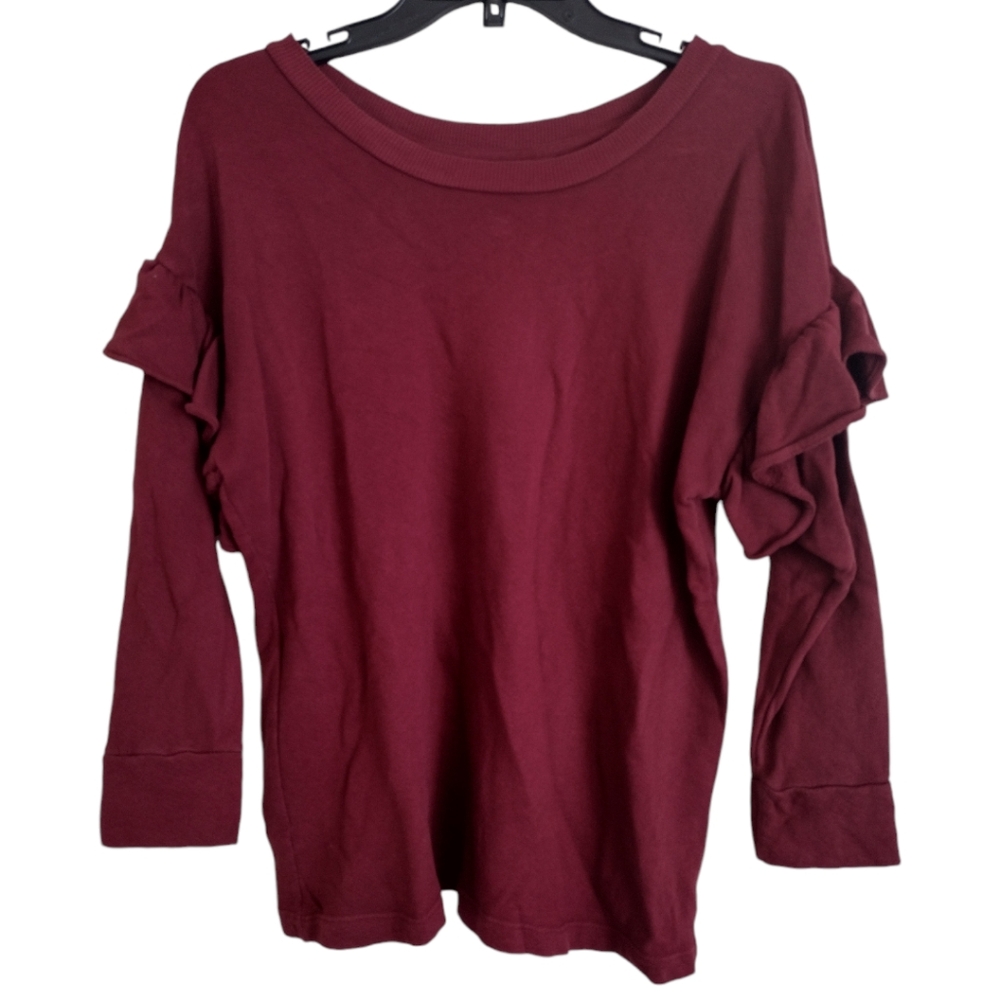 Current Elliott Cabernet ruffle sweatshirt size XS 100% cotton
